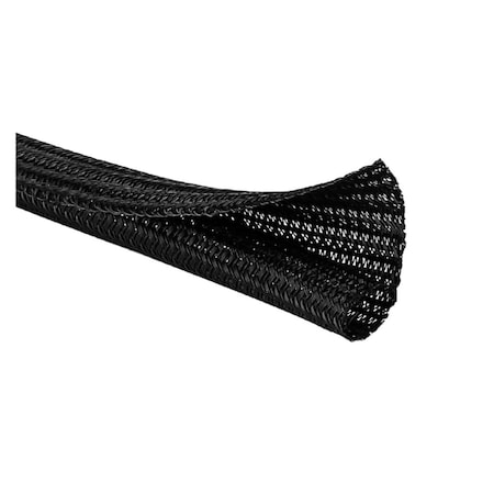 Kable Kontrol Braided Cable Sleeve, 1/4 in Inside Dia., 10 ft, Polyethylene Terephthalate, Black BSSCE0.25-10
